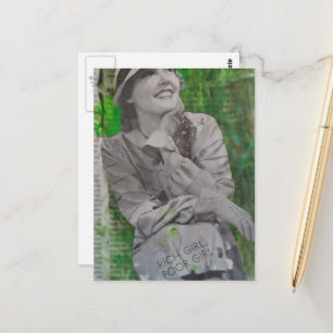 Retro reiche arme Mädchen Mixed Media Collage Postkarte