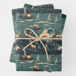 Retro Reindeer Christmas Geschenkpapier Set