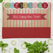 Retro Reindeer frohe Weihnachten Glück Neues Jahr Geschirrtuch (Gefaltet)