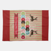 Retro Reindeer frohe Weihnachten Glück Neues Jahr Geschirrtuch (Horizontal)