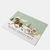 Retro Reindeer & Santa Claus Fußmatte (Schrägansicht)