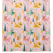 Retro Reindeer Wonderland Urlaubsmuster Duschvorhang (Vorderseite)