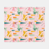 Retro Reindeer Wonderland Urlaubsmuster Fleecedecke (Vorderseite (Horizontal))