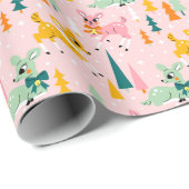 Retro Reindeer Wonderland Urlaubsmuster Geschenkpapier (Rolleneckpunkt)