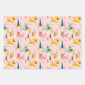 Retro Reindeer Wonderland Urlaubsmuster Geschenkpapier Set (Vorderseite 2)