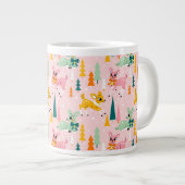 Retro Reindeer Wonderland Urlaubsmuster Jumbo-Tasse (Vorderseite Rechts)