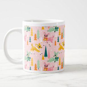 Retro Reindeer Wonderland Urlaubsmuster Jumbo-Tasse