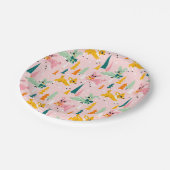 Retro Reindeer Wonderland Urlaubsmuster Pappteller (Schrägansicht)