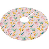 Retro Reindeer Wonderland Urlaubsmuster Polyester Weihnachtsbaumdecke (Schrägansicht)