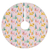 Retro Reindeer Wonderland Urlaubsmuster Polyester Weihnachtsbaumdecke (Vorderseite)