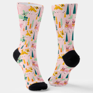 Retro Reindeer Wonderland Urlaubsmuster Socken