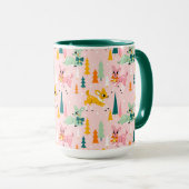 Retro Reindeer Wonderland Urlaubsmuster Tasse (VorderseiteRechts)