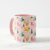 Retro Reindeer Wonderland Urlaubsmuster Tasse (Vorderseite Links)