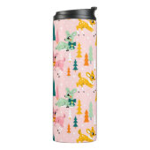 Retro Reindeer Wonderland Urlaubsmuster Thermosbecher (Nach links gedreht)