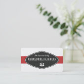 Retro-Reinigung Unternehmen rot und weiß Visitenkarte (Stehend Vorderseite)