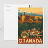 Retro-Reise 2025 – Granada, Spanien Postkarte (Vorne/Hinten)