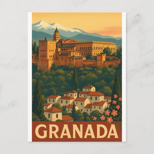 Retro-Reise 2025 – Granada, Spanien Postkarte (Vorderseite)