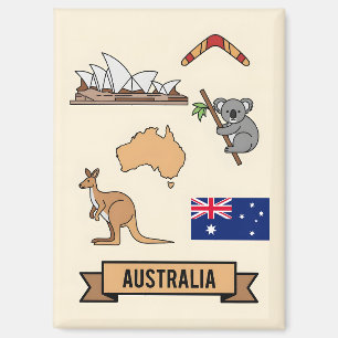 Retro-Reise Australien Ikonische Nationalsymbole Magnet