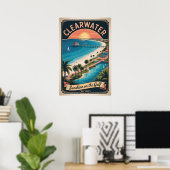 Retro-Reise Clearwater Florida Poster (Heimbüro)