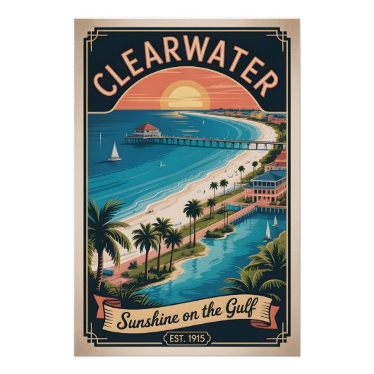 Retro-Reise Clearwater Florida Poster (Vorderseite)