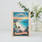 Retro-Reise Clearwater Florida Postkarte (Stehend Vorderseite)