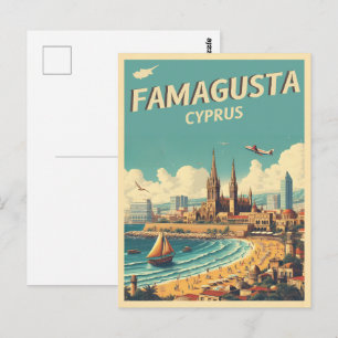 Retro-Reise Famagusta Strand Zypern Geschenke Postkarte