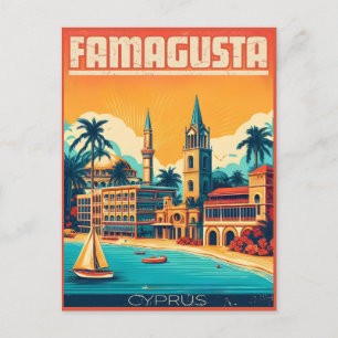 Retro-Reise Famagusta Strand Zypern Geschenke Postkarte