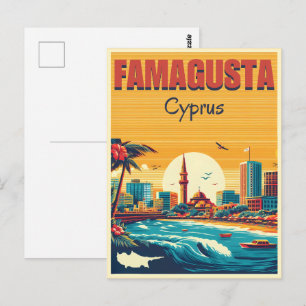 Retro-Reise Famagusta Strand Zypern Souvenirs Gesc Postkarte