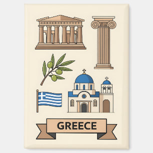 Retro-Reise Griechenland Ikonische Nationalsymbole Magnet
