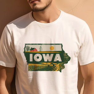 Retro-Reise-Ikon Iowa-Grafik T-Shirt