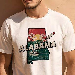 Retro-Reise-Ikonen-Grafik Alabama T-Shirt
