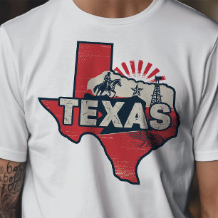 Retro-Reise-Ikonen-Texas-Grafik T-Shirt