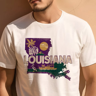 Retro-Reise-Ikonische Louisiana-Grafik T-Shirt