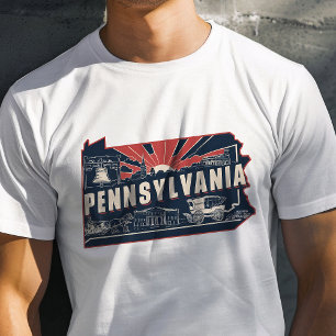 Retro-Reise-Ikonische Pennsylvania-Grafik T-Shirt