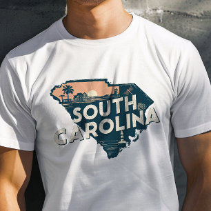 Retro-Reise Ikonische South Carolina Grafik T-Shirt
