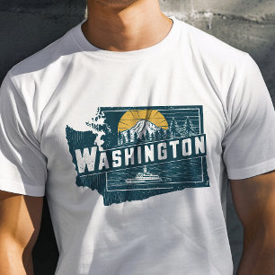 Retro-Reise-Ikonische Washington-Grafik T-Shirt
