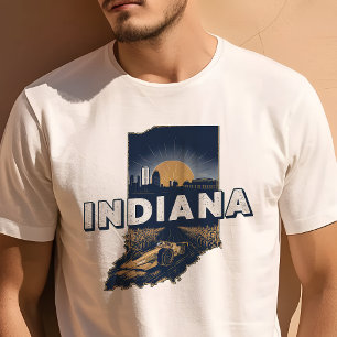 Retro-Reise Ikonisches Indiana-Grafikdesign T-Shirt