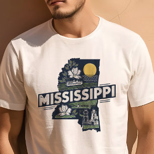 Retro-Reise Ikonisches Mississippi-Grafikdesign T-Shirt