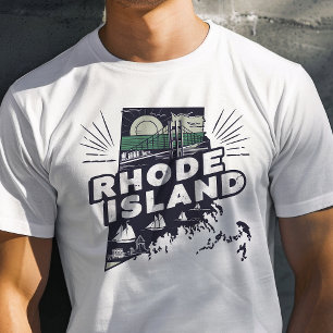 Retro-Reise-Ikonisches Rhode Island-Grafik T-Shirt