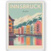 Retro Reise Innsbruck Tirol - Österreichische Alpe Aufkleber (Vorderseite)