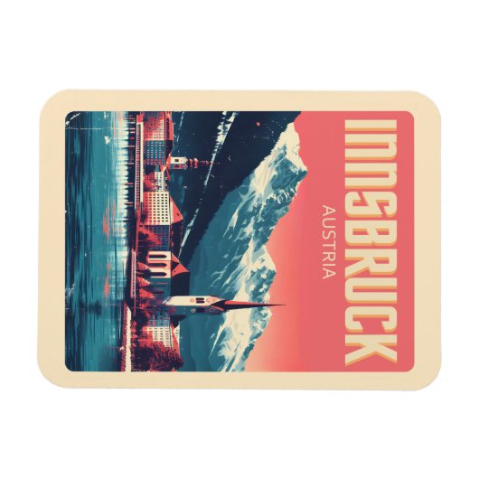 Retro Reise Innsbruck Tirol - Österreichische Alpe Magnet (Horizontal)