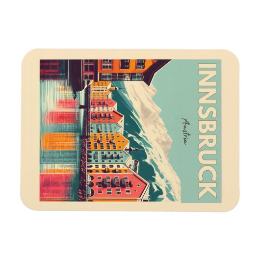 Retro Reise Innsbruck Tirol - Österreichische Alpe Magnet (Horizontal)