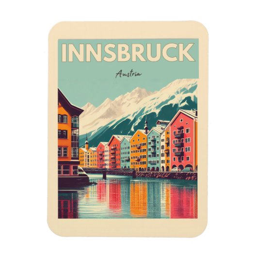 Retro Reise Innsbruck Tirol - Österreichische Alpe Magnet (Vertikal)