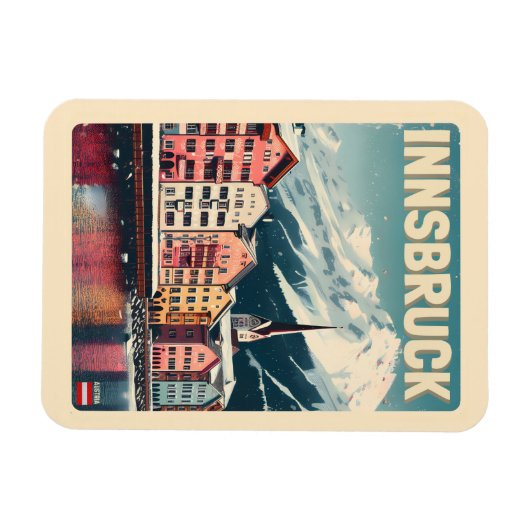 Retro Reise Innsbruck Tirol - Österreichische Alpe Magnet (Horizontal)
