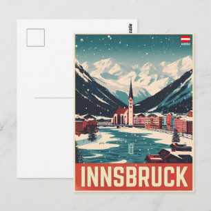 Retro-Reise Innsbruck Tirol - österreichische Alpe Postkarte