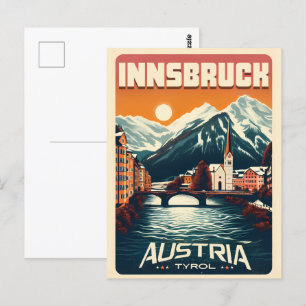 Retro Reise Innsbruck Tirol - Österreichische Alpe Postkarte