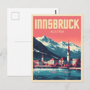 Retro-Reise Innsbruck Tirol - österreichische Alpe Postkarte