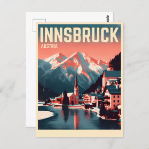 Retro Reise Innsbruck Tirol - Österreichische Alpe Postkarte