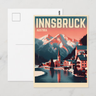 Retro-Reise Innsbruck Tirol - österreichische Alpe Postkarte