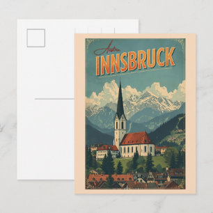 Retro-Reise Innsbruck Tirol - österreichische Alpe Postkarte